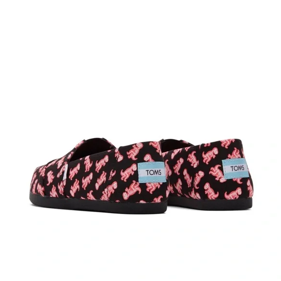 TOMS Women's Pink Dinosaur Alpargata Shoes Glow in the Dark Neon T-Rex - Picture 3 of 5